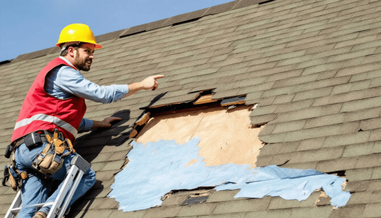 Roof repair contractor repairing a residential roof in Hollywood FLv