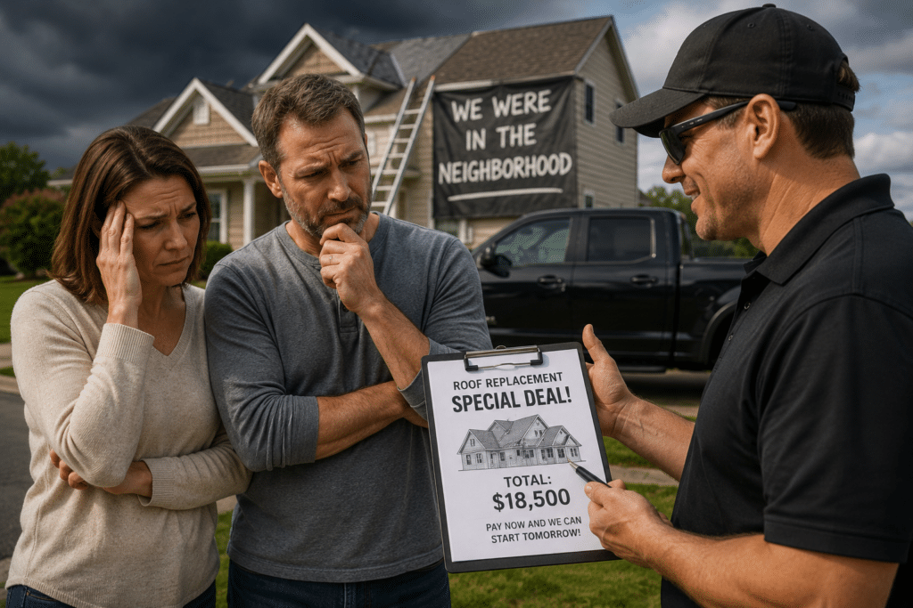 Homeowner-reviewing-roofing-quote-hollywood-fl